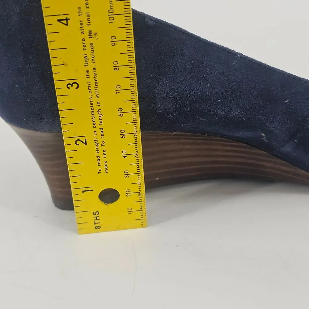Lauren Ralph Lauren Celia Wedge Pumps Heels Pointed Toe Suede shoe navy blue 10